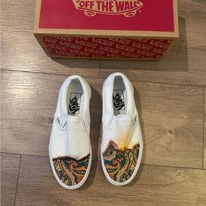 Vans Classic White Slip-On with Paisley Pattern
